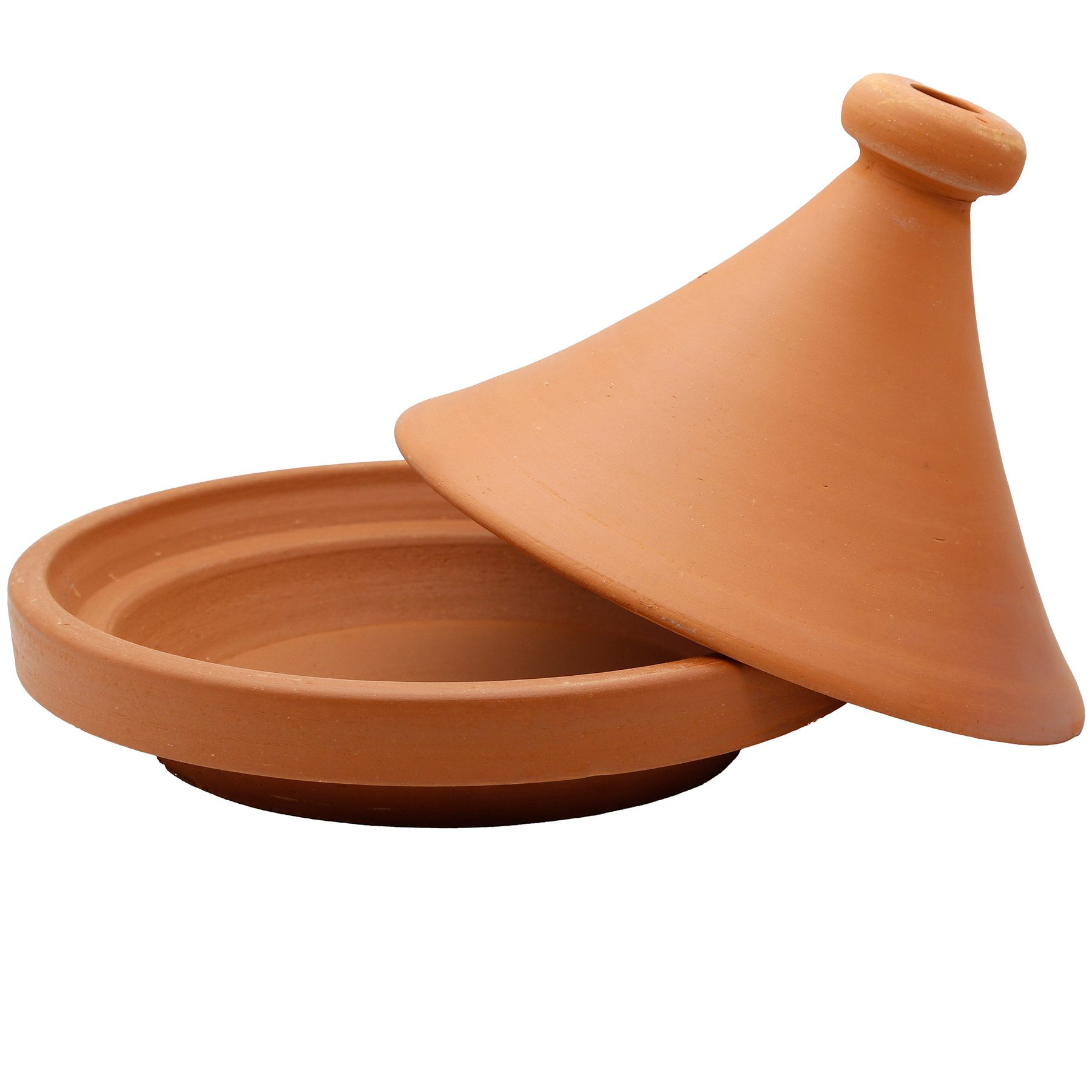 Casa Moro Schmortopf Tajine Kochtopf 30 cm – Authentische Ton Tagine aus Marokko, Ton, naturbelassene Lehmerde (unglasierter Schmortopf, 2-tlg., Handmade Gartopf Tontopf), handgetöpfert aus Marokko, für 3–4 Personen