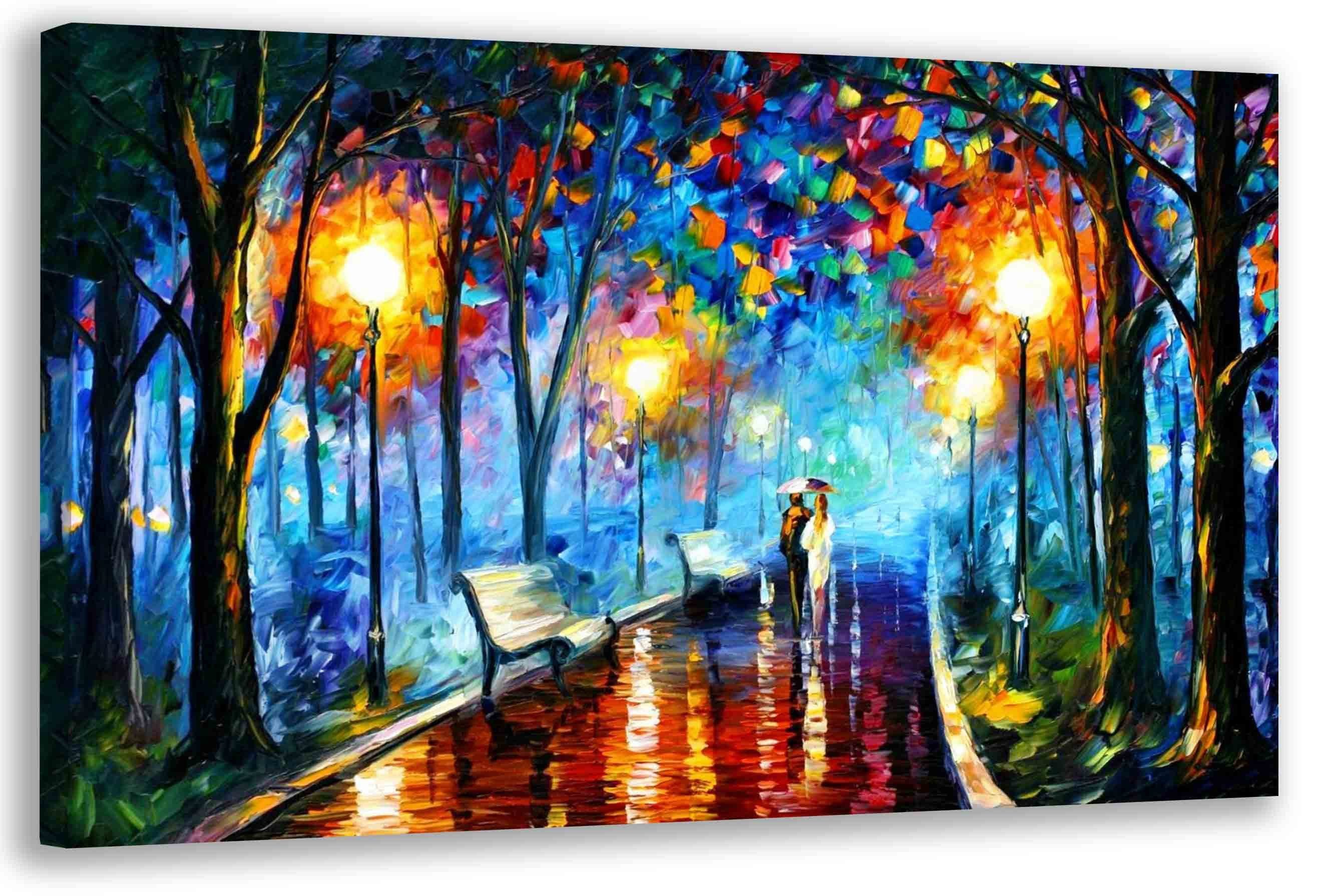 Leinwando Gemälde Gemälde / Acryl Park - Pointilismus Kunst / Wandbild zum günstig online kaufen