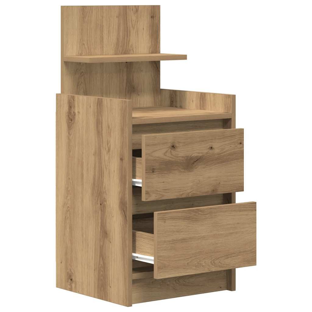 vidaXL Nachttisch Nachttisch mit 2 Schubladen Artisan-Eiche 38x34x80 cm (1-St) – Bild 5 von 5