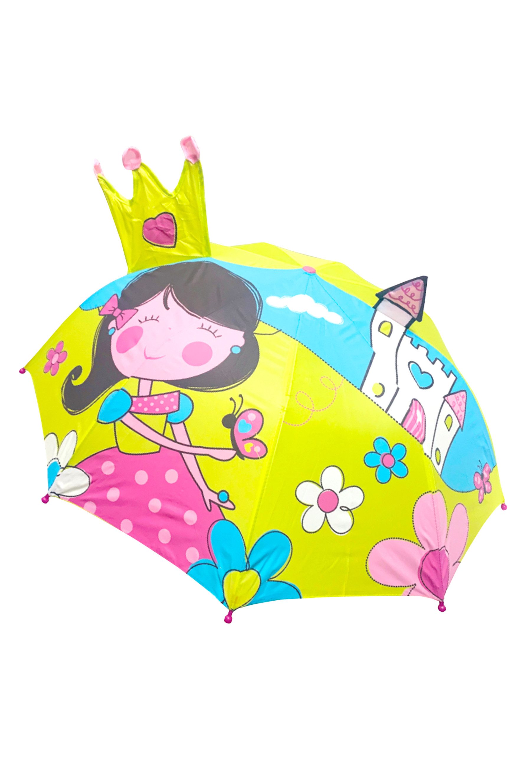 Yuhu.kids Stockregenschirm Kinder Regenschirm 3D Prinzessin Kuppelschirm
