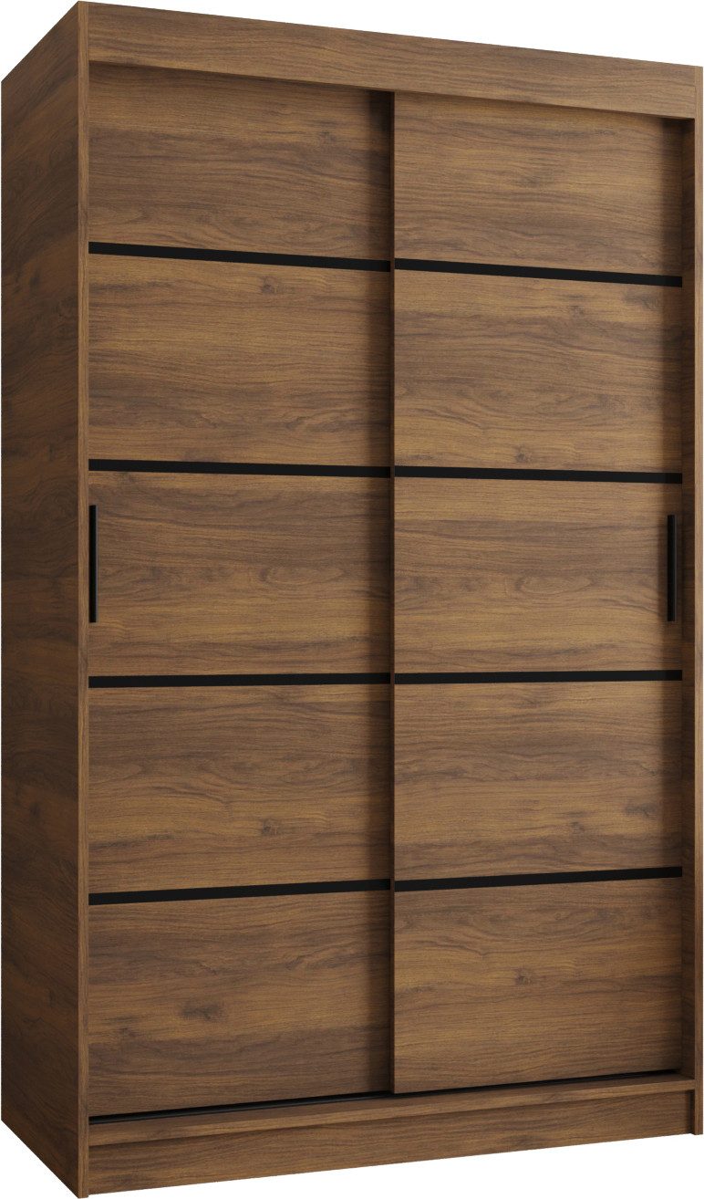 ABIKS MÖBEL Schwebetürenschrank RUBINO V 120 Schlafzimmerschrank mit Schiebetüren Kleiderstange Regale