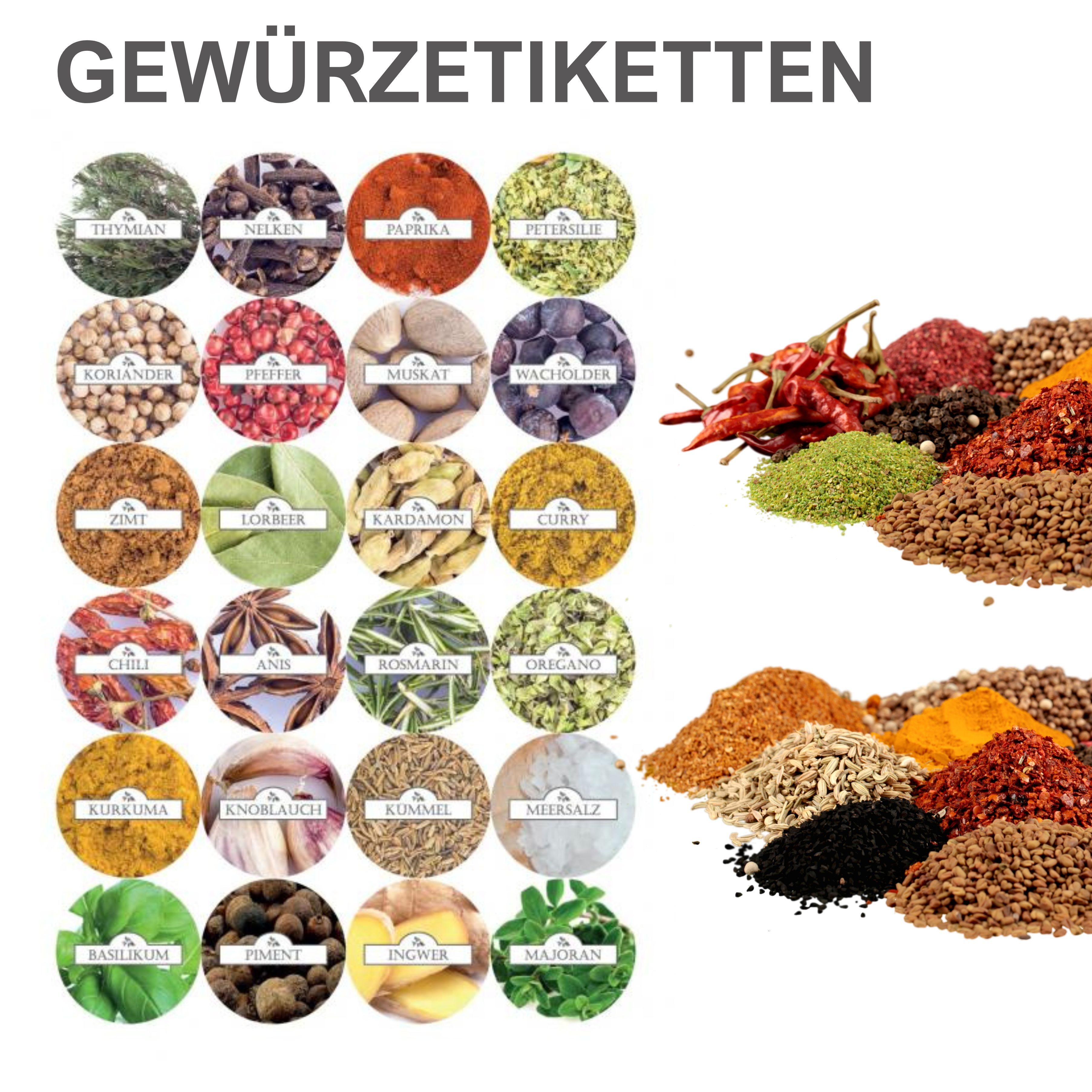 mikken Gewürzbehälter 12 Gewürzgläser 190 ml schwarz mit Deckel und 24 Gewürzetiketten, (12er Set) – Bild 3 von 4