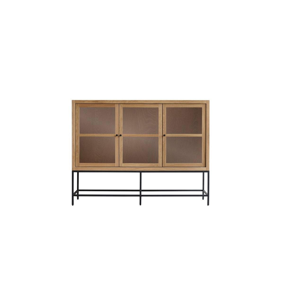 Tikamoon Buffet Niedriger Vitrinenschrank Babeth aus massivem Eichenholz 160