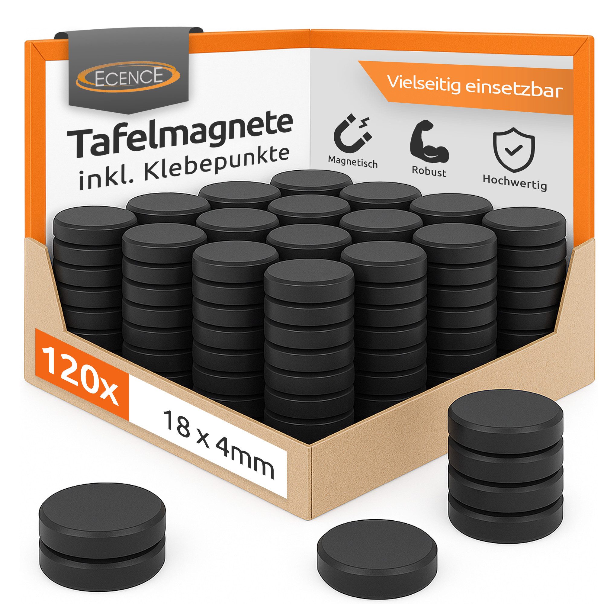 ECENCE Magnet Magnet für Magnettafel 120x Ferrit Magnet (120-St)
