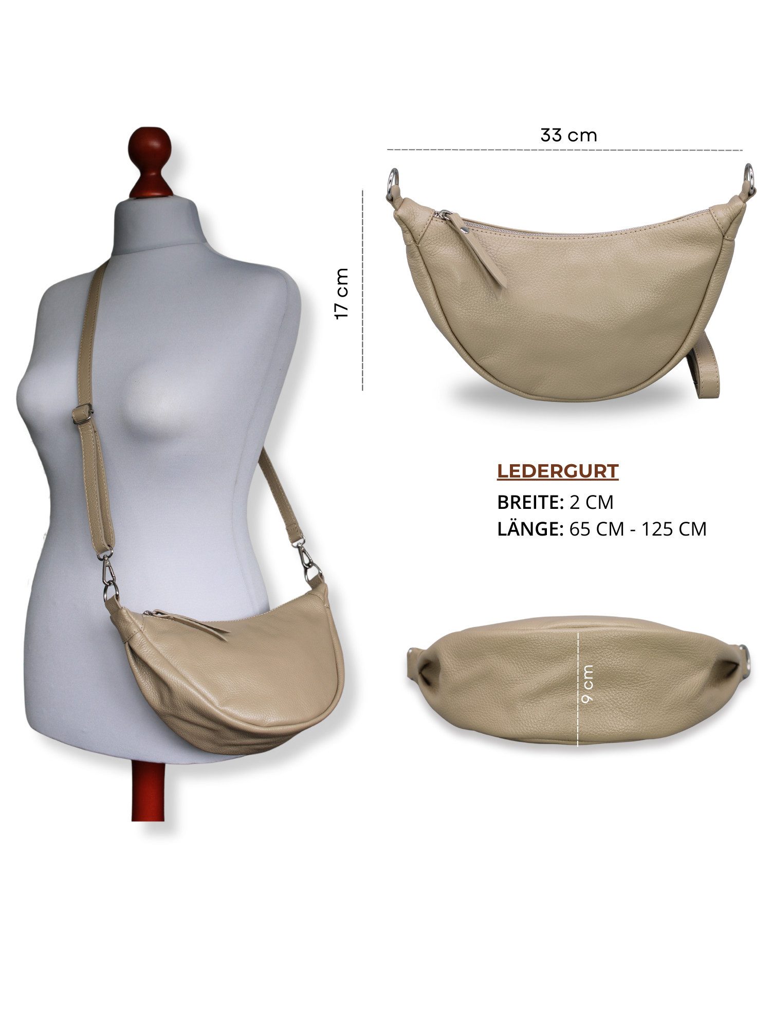 BRISE TASCHE Schultertasche Petra Ledertasche Damen – Handgemacht in Italien, Crossbody Bag (Einzelartikel, Einzeltasche), Handgefertigt in Italien, Echtleder, Wasserdicht