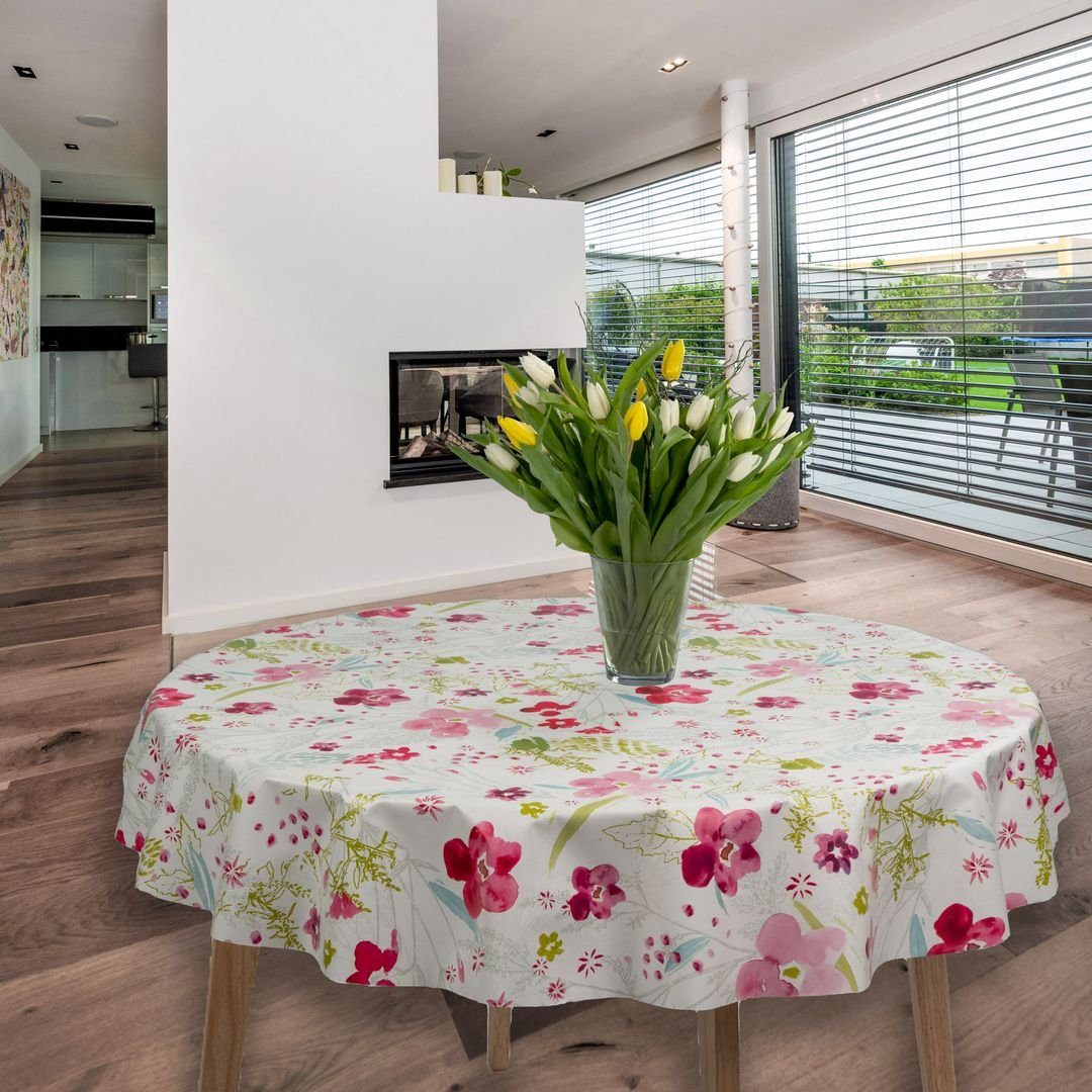 laro Tischdecke Wachstuch-Tischdecken Blume Rot Rund günstig online kaufen
