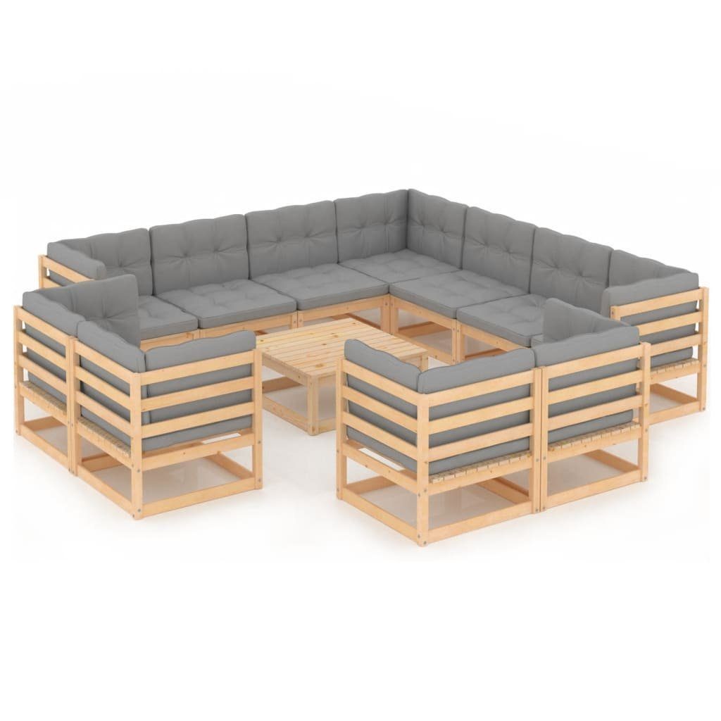 Kissen Kiefer, Natur (1-tlg) Garten-Lounge-Set mit Massivholz 12-tlg. vidaXL Gartenlounge-Set