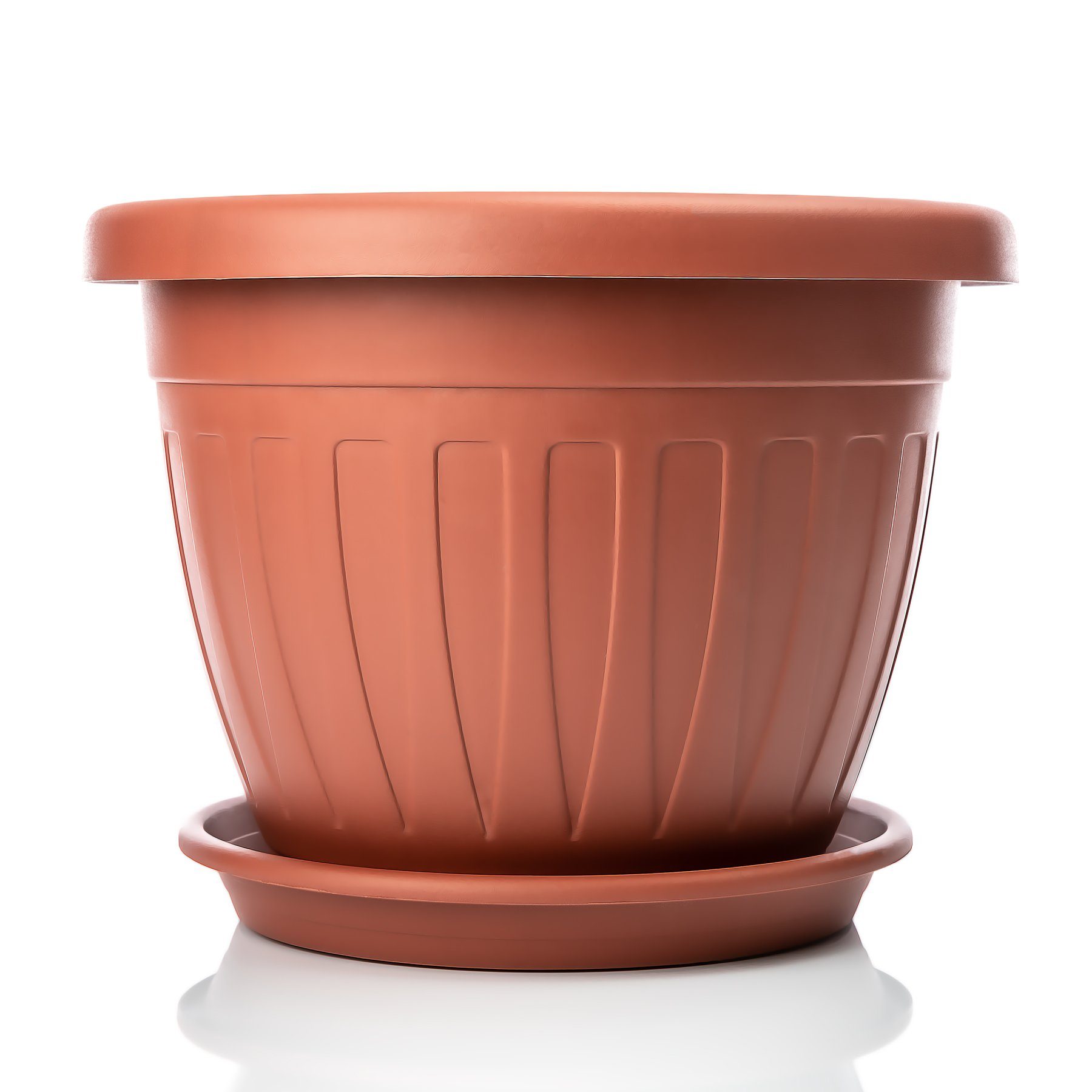 Terracotta Blumentopf 3x St) BigDean rund Untersetzer mit Blumentopf ø28xH20 (3