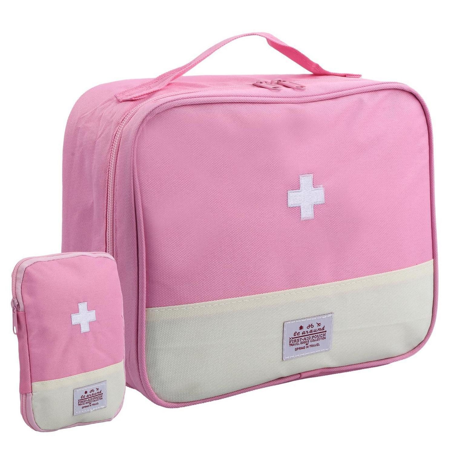 LuxusKollektion Erste-Hilfe-Set Medikamententasche Rosa Groß & Klein Set