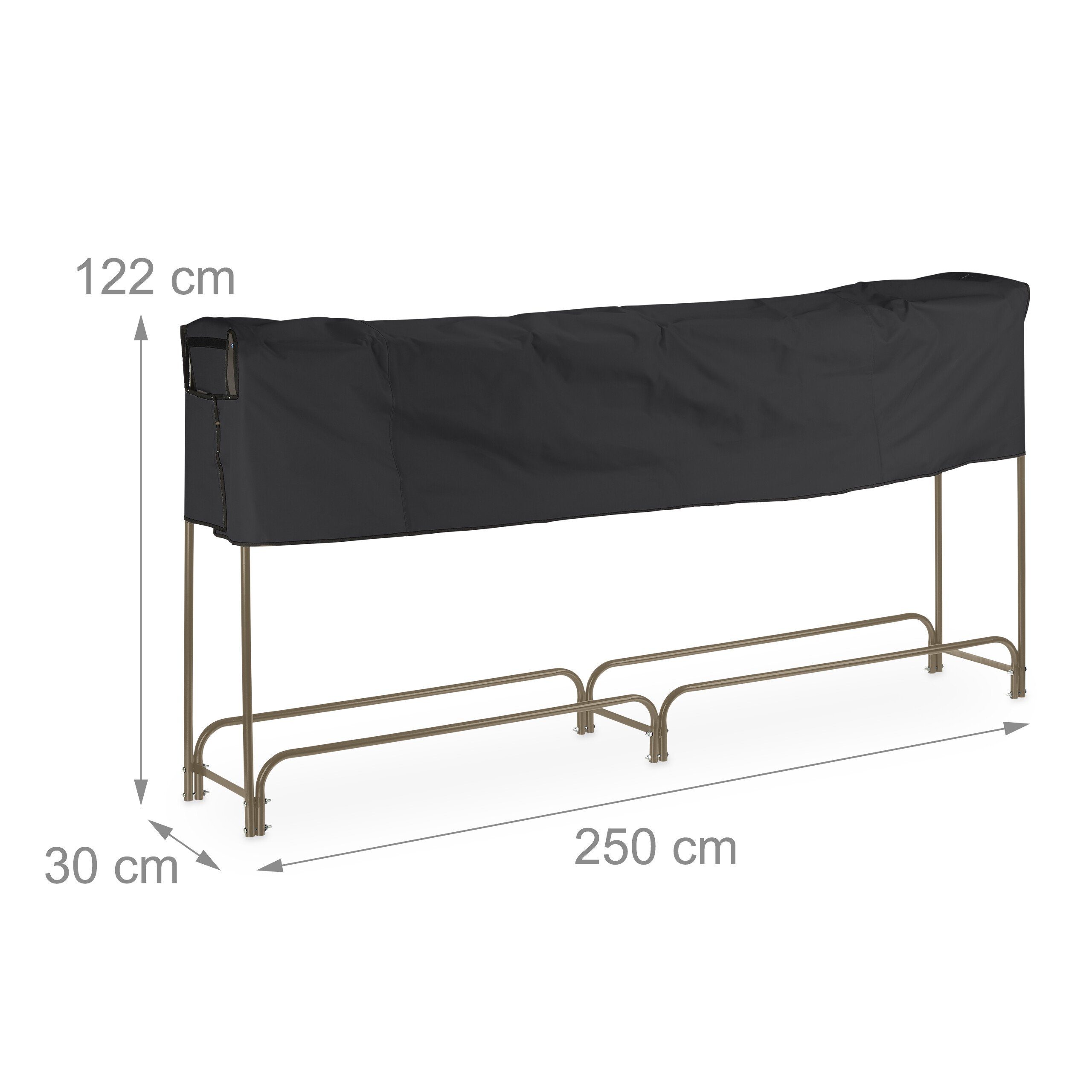 mit Kaminholzregal Abdeckung, BxTxH:250x30x122 cm relaxdays Kaminholzregal