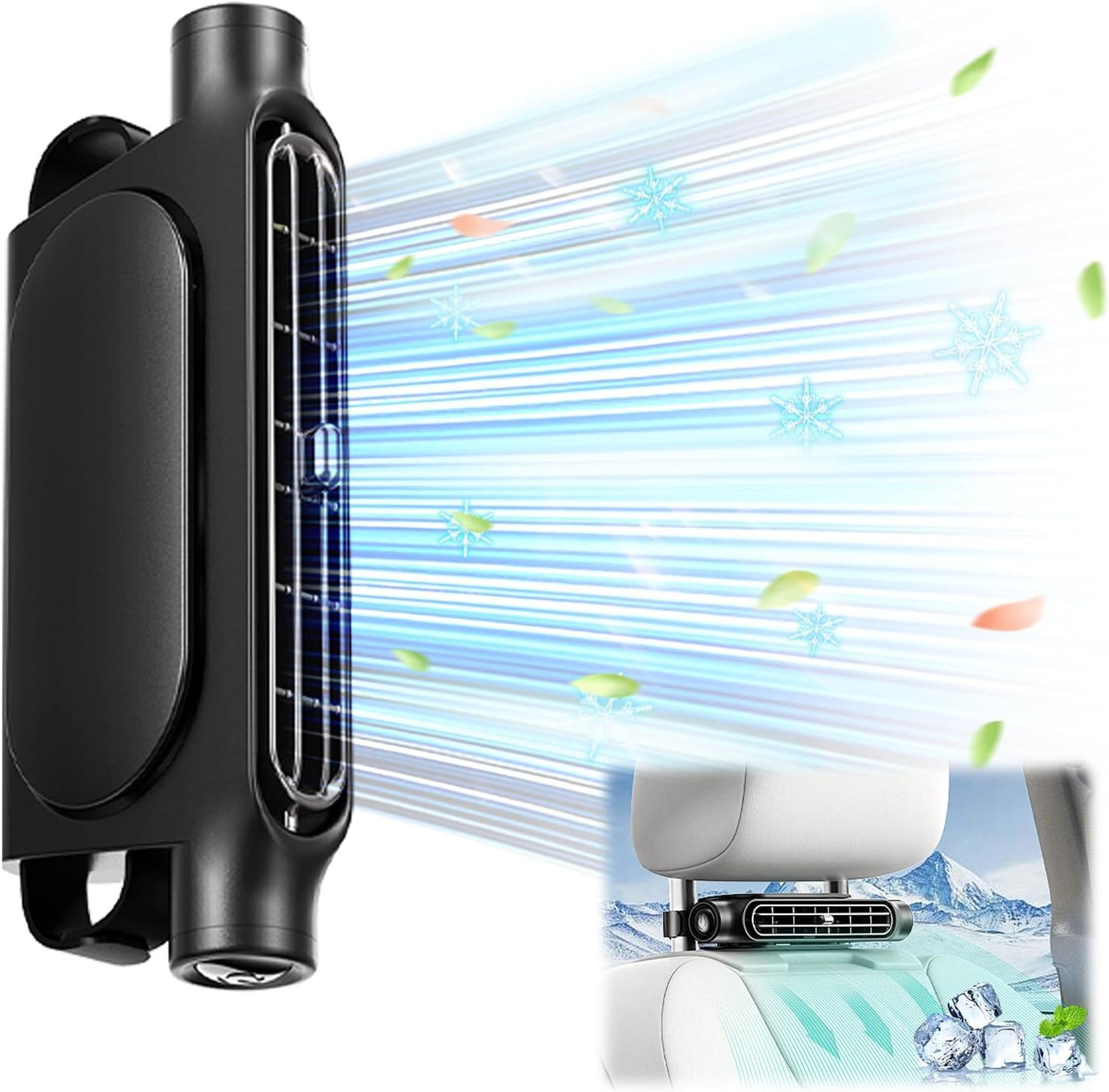 LIANNA Mini USB-Ventilator Mini USB Auto Ventilator verstellbar für Vorder- & Rücksitze, USB Auto Ventilator leise & verstellbar für PKW LKW Rückbank