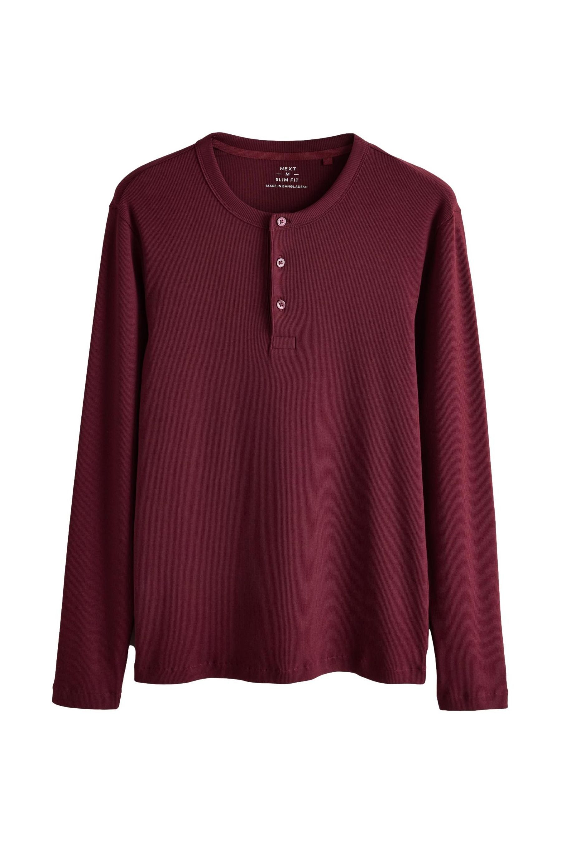 Next Langarmshirt Geripptes langärmeliges Slim Fit Henley-T-Shirt (1-tlg)
