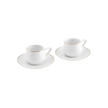 Karaca Kaffeeservice Karaca Nakkaş Weißer Satz von 2 Kaffeetassen 90 ml