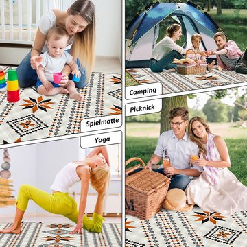 Picknickdecke Outdoor Picknickdecke Boho, 200x200cm Stranddecke Sandfrei, Tragbare, CALIYO, Strandunterlage Picknickdecke für Trocken Strand, BBQ, Picknick Reisen