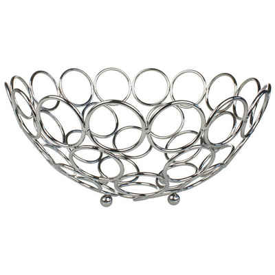 Macosa Home Dekoschale Silber metall 25 cm, Tischdeko Metallschale Obstschale Obstkorb