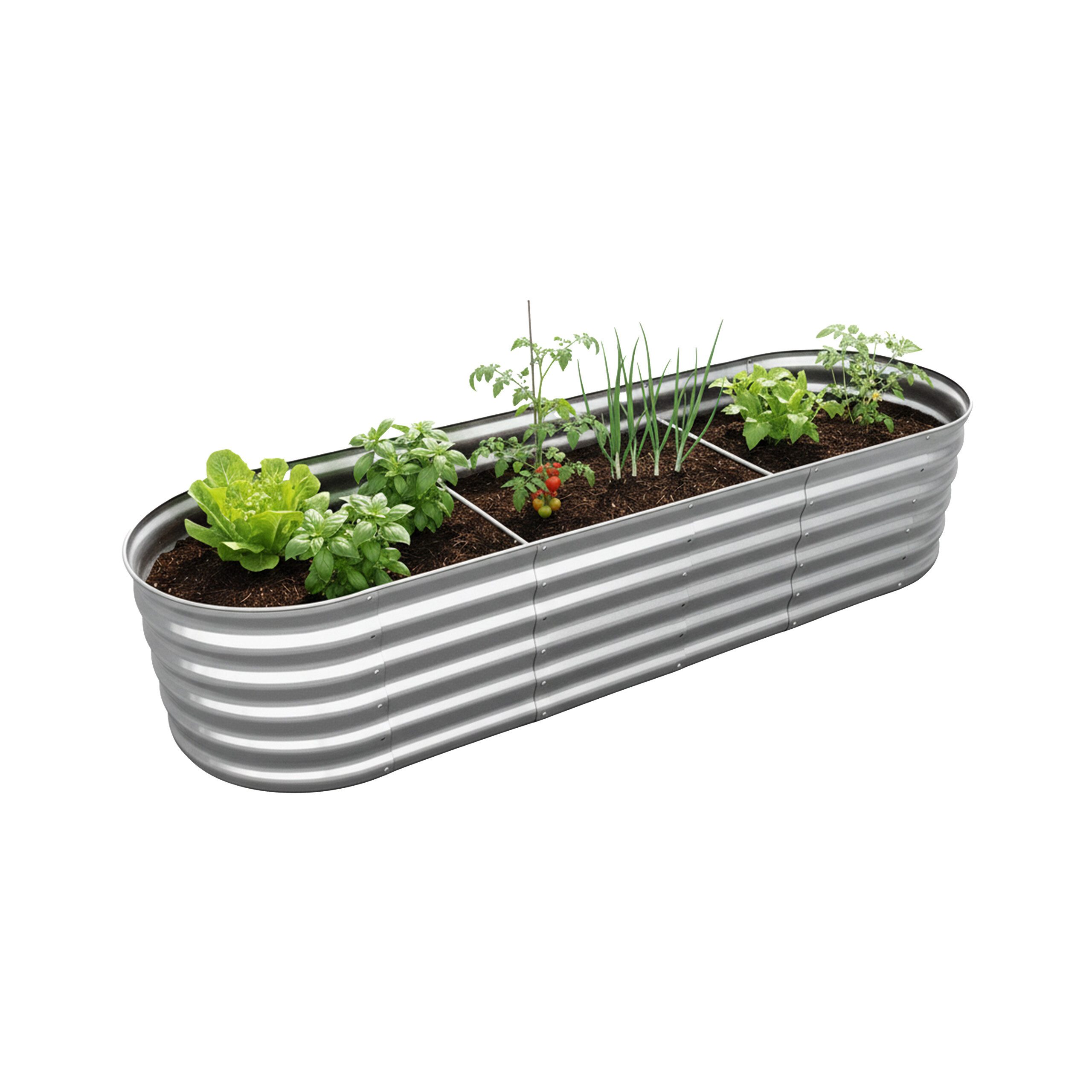 relaxdays Hochbeet Metall halbrund, silber