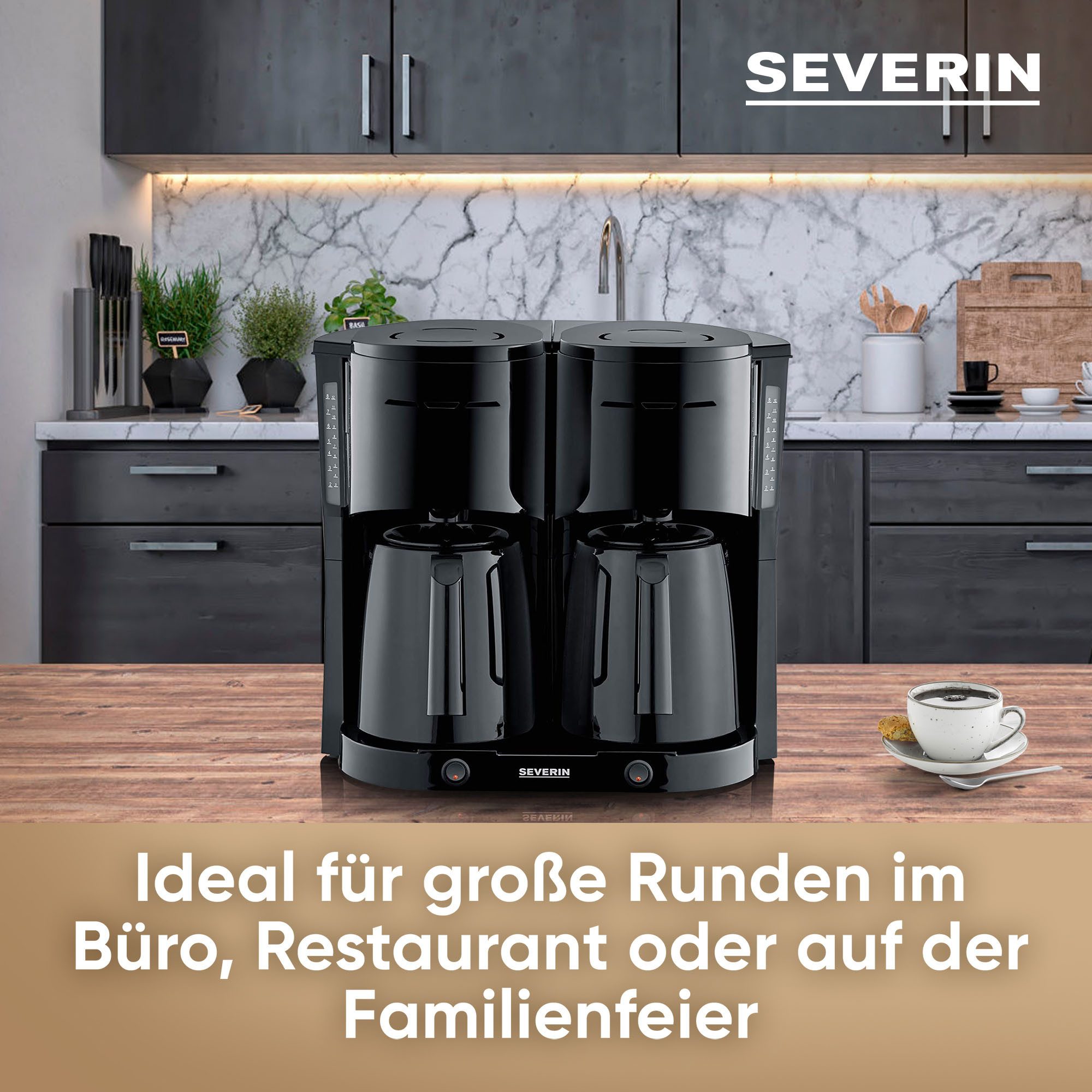 Severin Filterkaffeemaschine KA 9315 Duo, 1l Kaffeekanne, Papierfilter 1x4