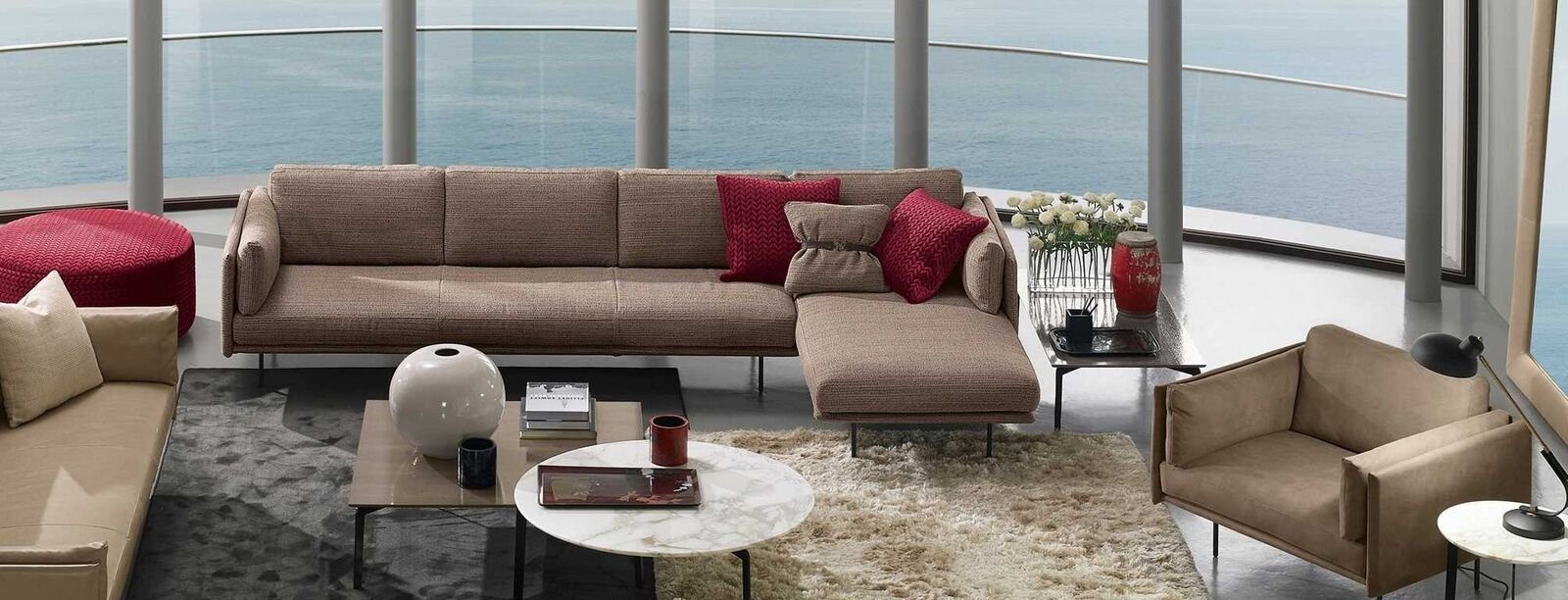 JVmoebel Ecksofa Braun Ecksofa L-Form Sofa Couch Design Polster Modern Textil