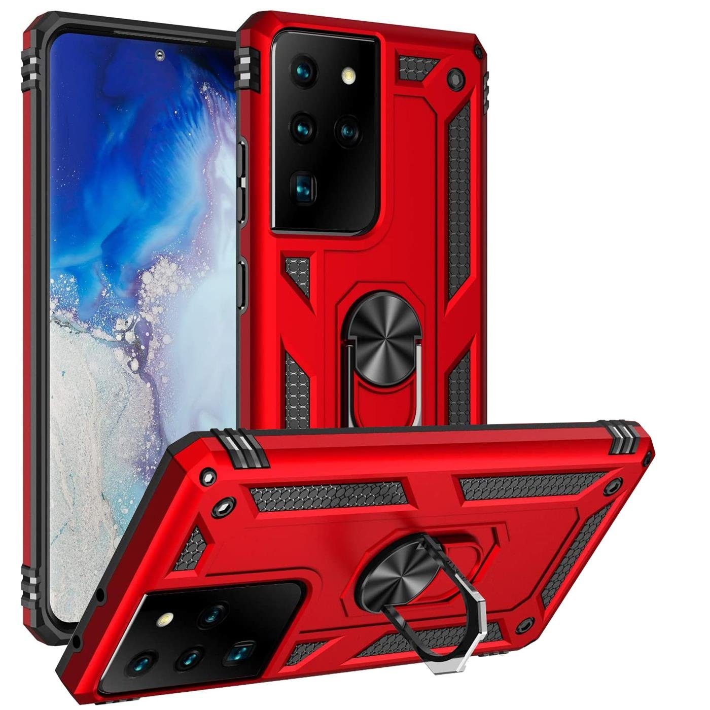 CoolGadget Handyhülle Armor Shield Case für Samsung Galaxy S21 Ultra 6,8 Zoll, Outdoor Cover Magnet Ringhalterung Handy Hülle für Samsung S21 Ultra