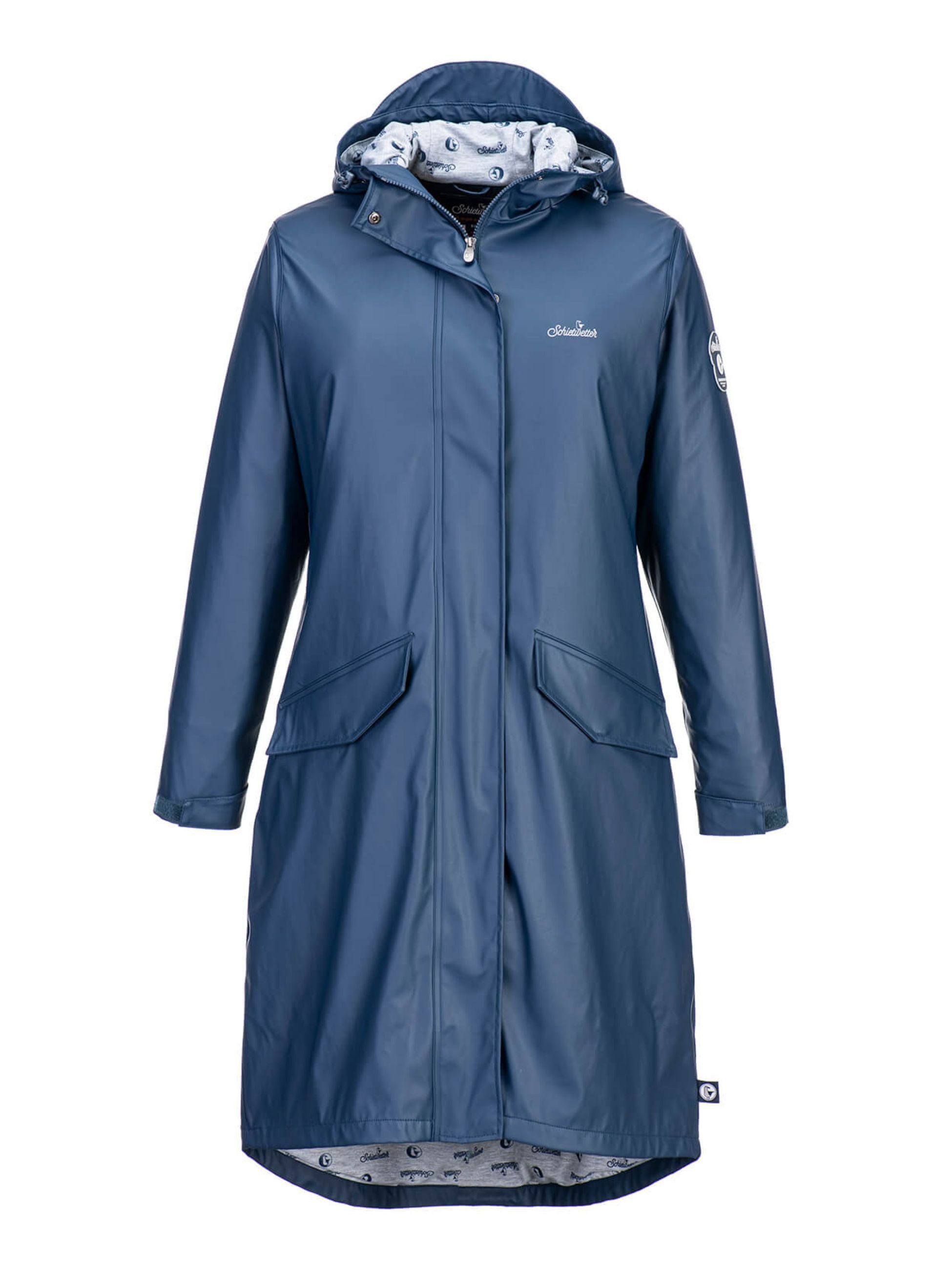 Schietwetter Regenjacke Damen Regenparka Emma lang, gefüttert, wasserdicht Gummi-Badge
