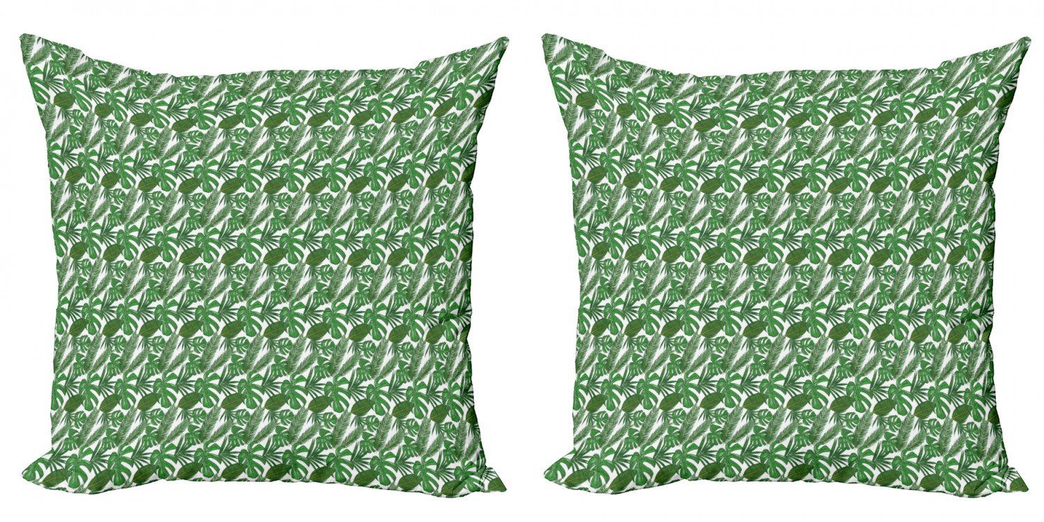 Kissenbezüge Modern Accent Doppelseitiger Philodendron (2 Sommer Abakuhaus Dschungel Stück), tropischen Digitaldruck