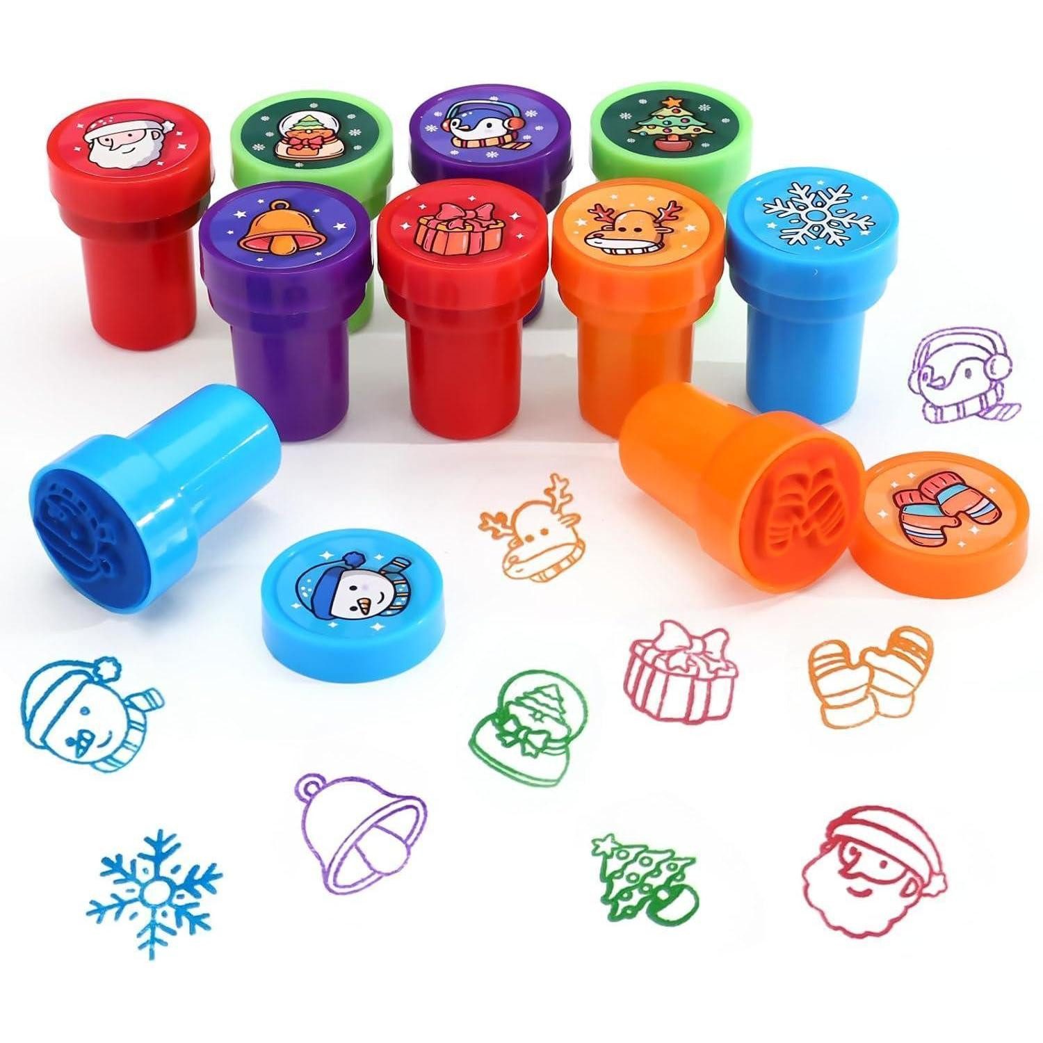 LuxusKollektion Stempel Stempelset Weihnachten 10 Stempel für Kinder mit Deckel bunt