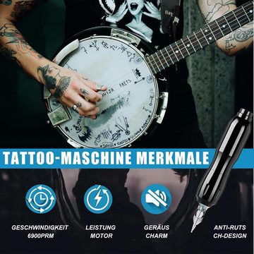Jioson Schmuck-Tattoo Tattoo Maschine Kit für Anfänger und Tätowiere, 20 Tattoo-Box-Nadeln (jeweils fünf von 1003RL/1205RL/1207RM/1009M1), 0-4.5mm Nadellänge 20 Nadeln Motor Tattoo Stift