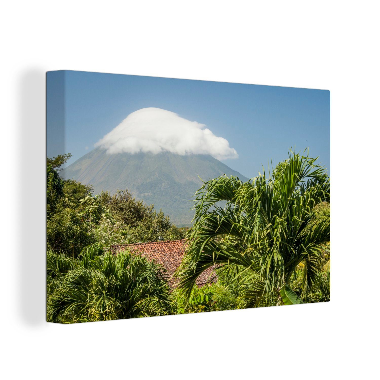OneMillionCanvasses® Leinwandbild Wolke auf dem Vulkan auf der Insel Ometepe, (1 St), Wandbild Leinwandbilder, Aufhängefertig, Wanddeko, 30x20 cm