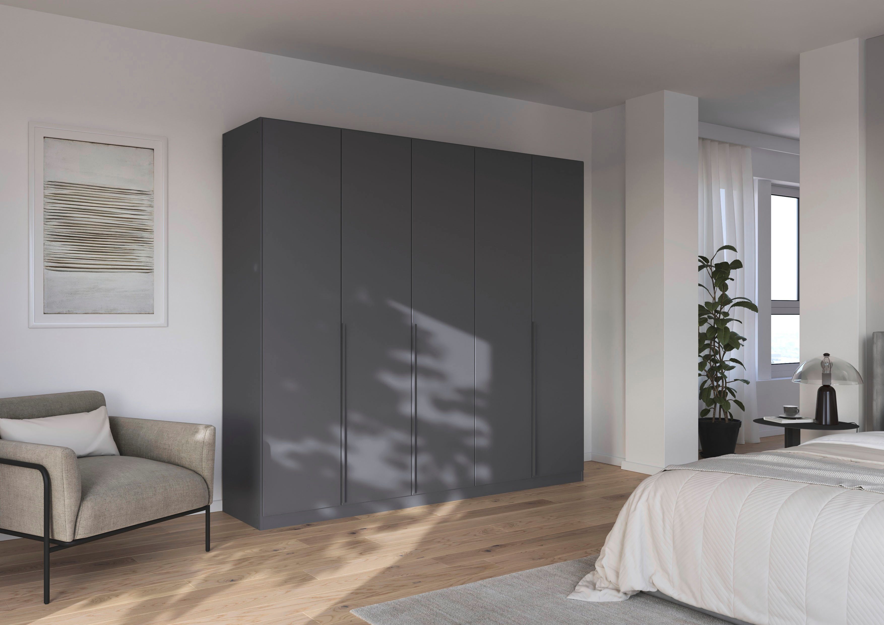OTTO home Drehtürenschrank Kleiderschrank Schrank Garderobe AGORDO Schlafzimmer (in zwei Griff-Farben, Breiten 91-405 cm, Dekor- oder Hochglanzfront) durchdachte Innenausstattung, in 8 Breiten und 2 Höhen MADE IN GERMANY