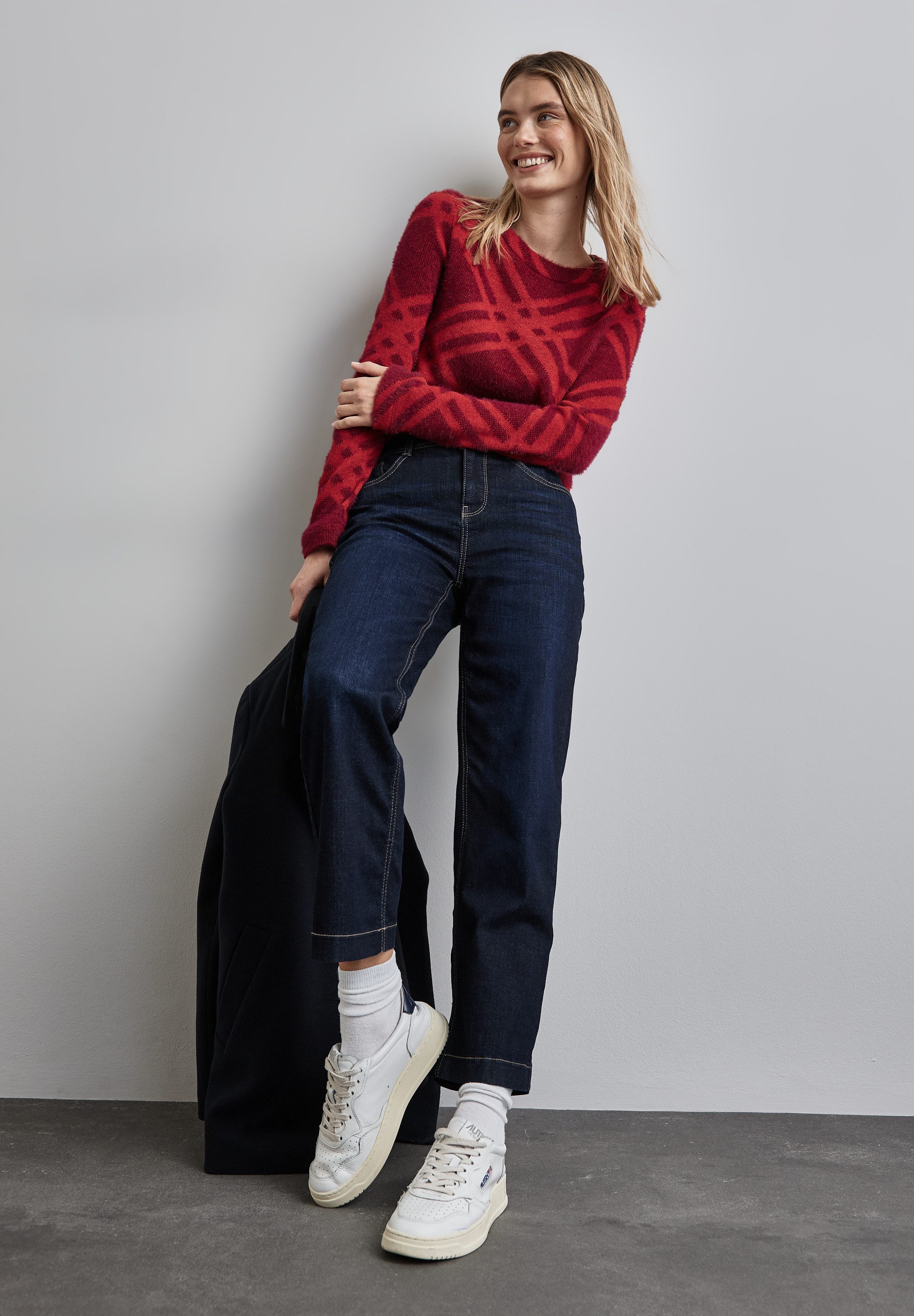 STREET ONE Strickpullover mit Karomuster mit günstig online kaufen