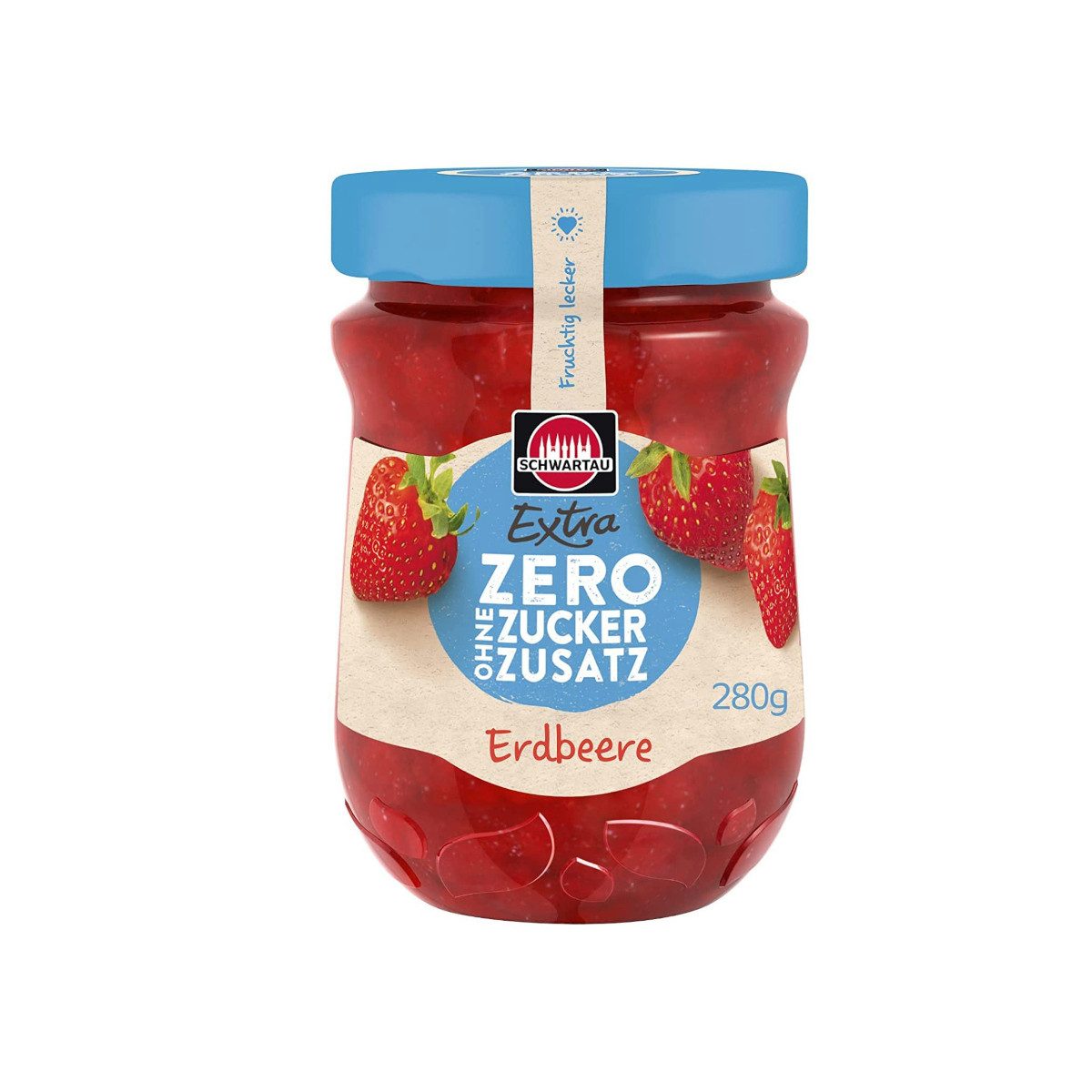 SCHWARTAU Fruchtaufstrich, Schwartau Extra Zero Erdbeere Konfitüre ohne Zuckerzusatz vegan 280g