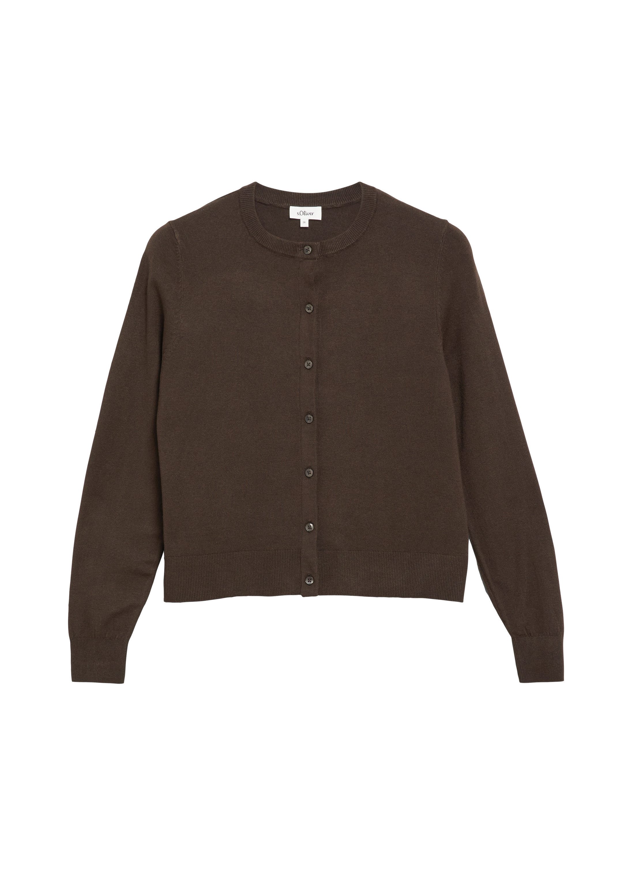 s.Oliver Cardigan Strickjacke Feinstrickjacke mit Rippbündchen