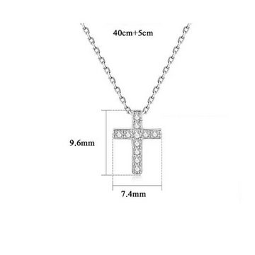KARMA Silberkette Halskette Damen mit Kreuz Anhänger Silber 925, Damenkette Kette Schmuck Kristalle Geschenk