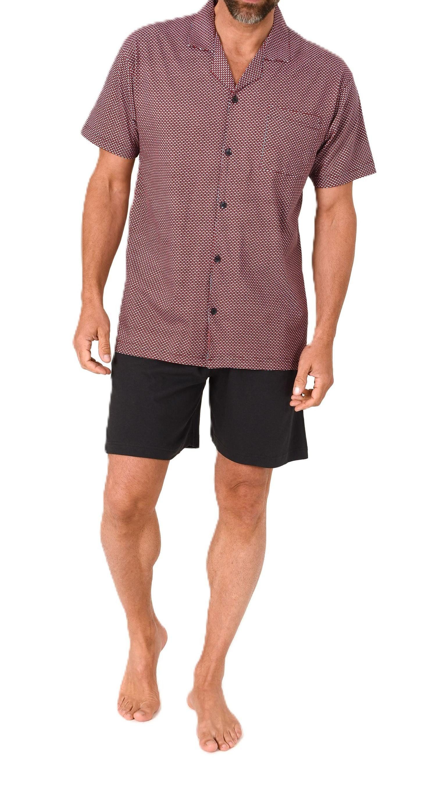 Normann Pyjama Herren Kurzarm Schlafanzug Shorty zum durchknöpfen, auch in günstig online kaufen