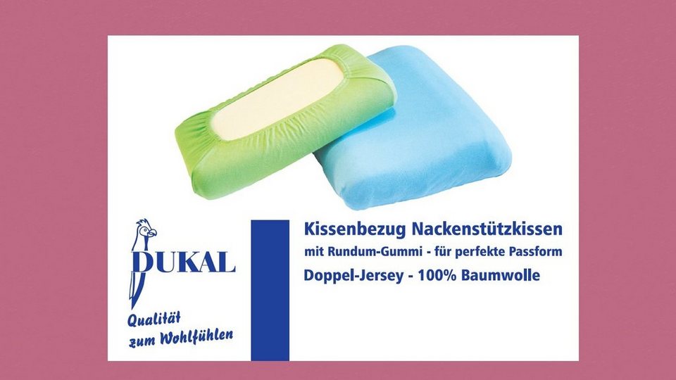 Kissenbezüge Nackenstützkissen, aus hochwertigem DOPPEL-Jersey, DUKAL (1  Stück), 30x50 - 35x50 cm, 100% Baumwolle, mit Spannumrandung, Made in  Germany