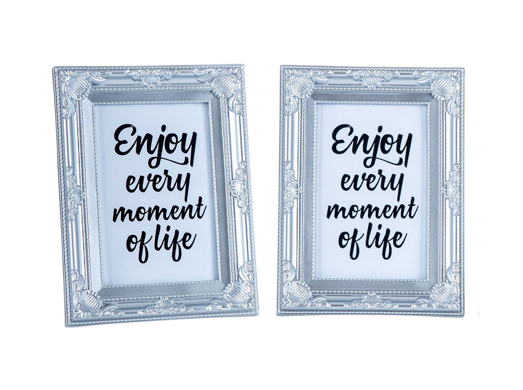 Levandeo® Bilderrahmen, 2er Set Bilderrahmen 10x15 Silber Barock Fotorahmen Antik Nostalgie