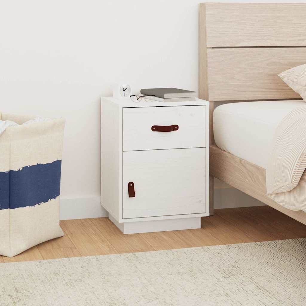 vidaXL Nachttisch Nachttisch Weiß 40x34x55 cm Massivholz Kiefer (1-St)