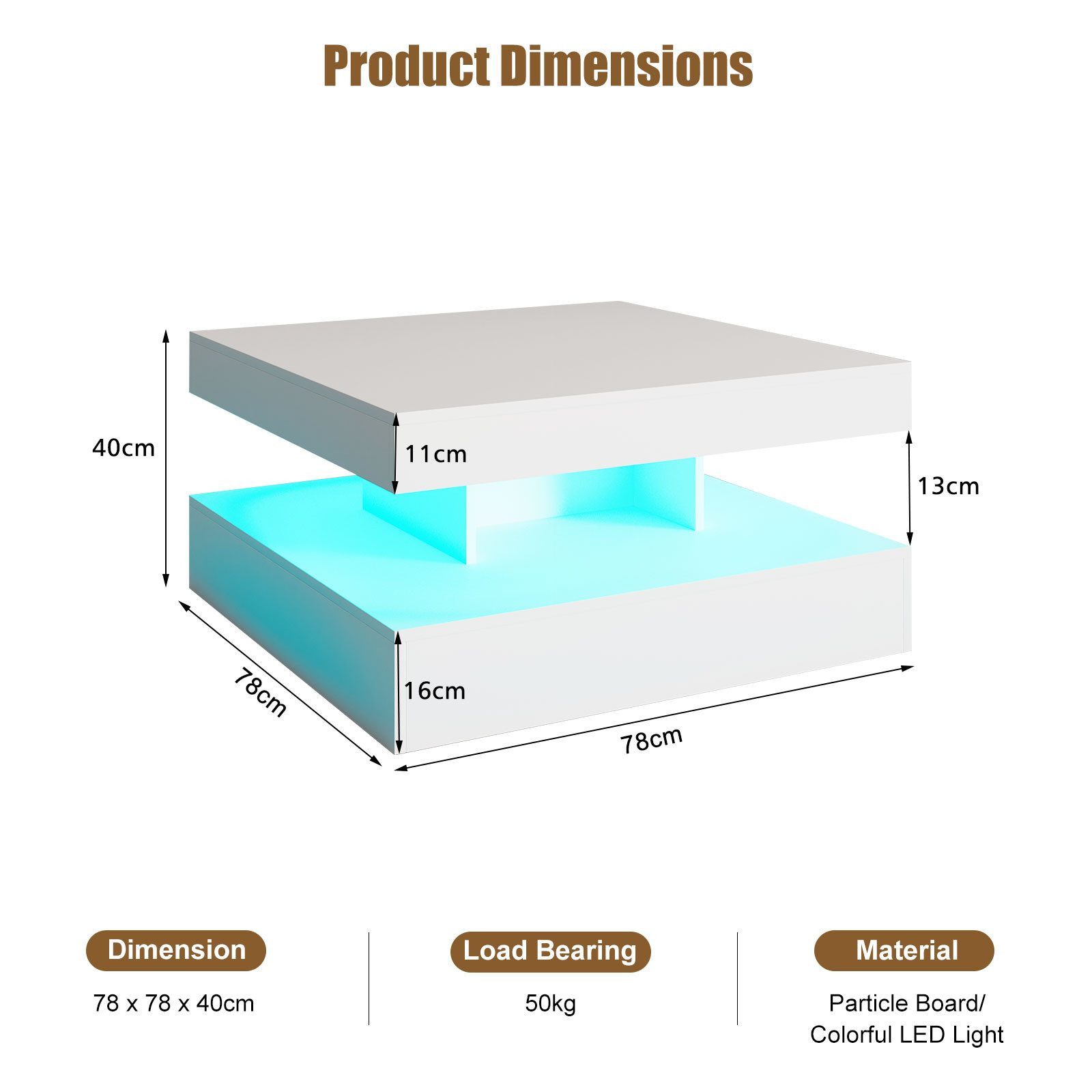 radelldar Couchtisch Wohnzimmertisch hautänhliche textur mit beleuchtung mo günstig online kaufen