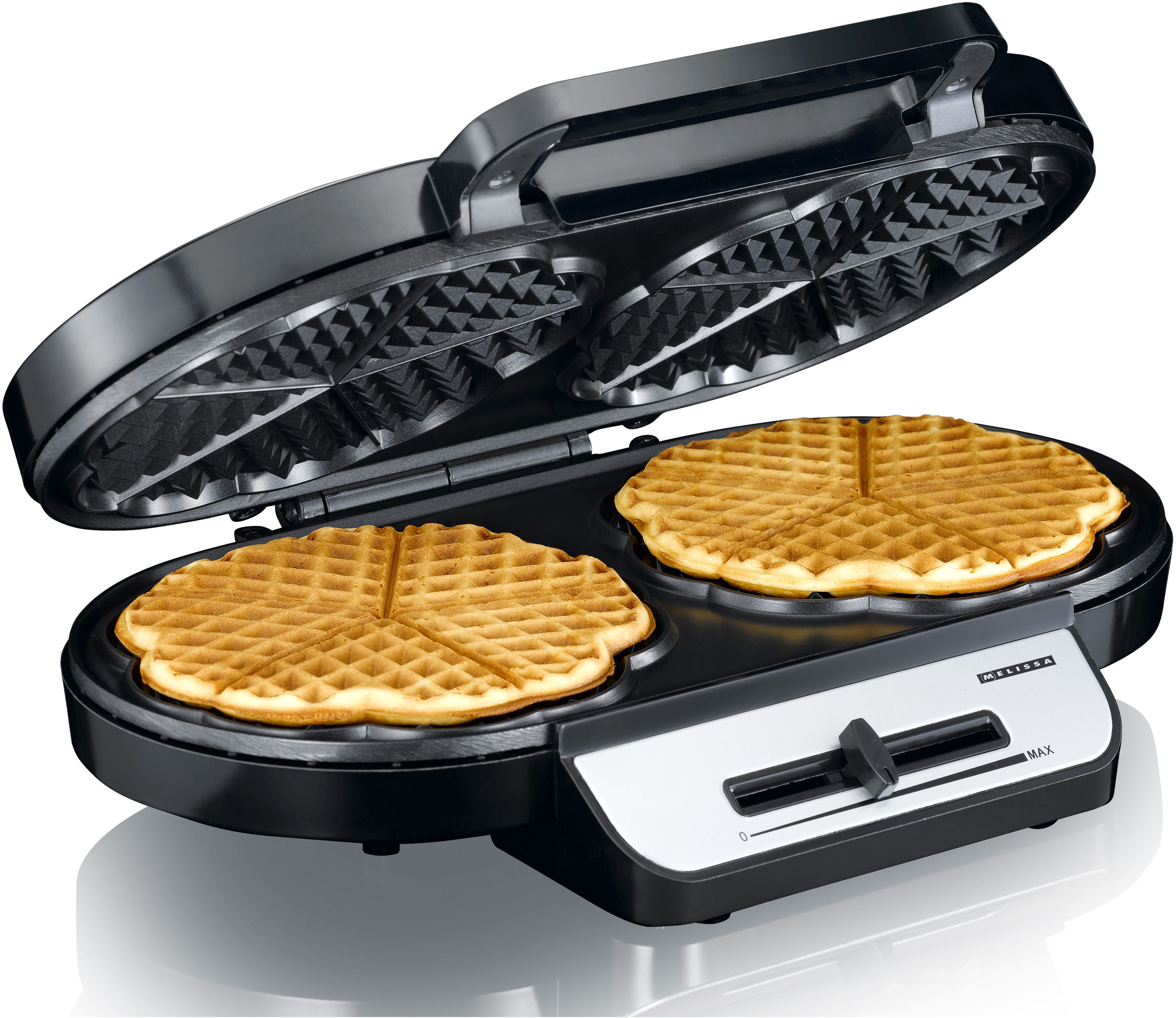 MELISSA Waffeleisen 16250087, 1200 W, backen von zwei Waffeln gleichzeitig