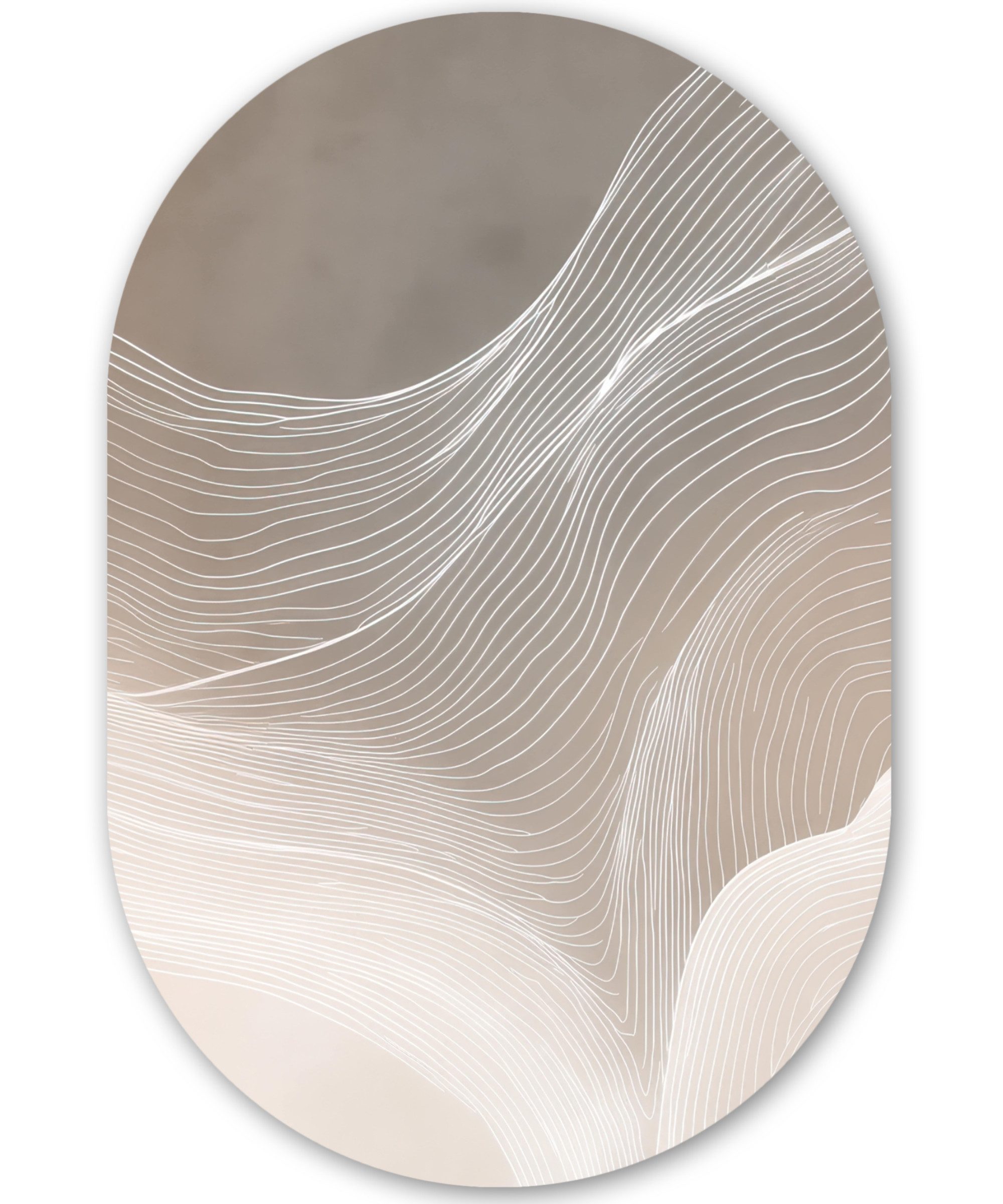 MuchoWow Gemälde Wellenlinien - Luftströme - Harmonisch, Fotodruck (1 St), Wandbild Oval, Wohnzimmer oder Schlafzimmer Wanddekoration, 40x60 cm