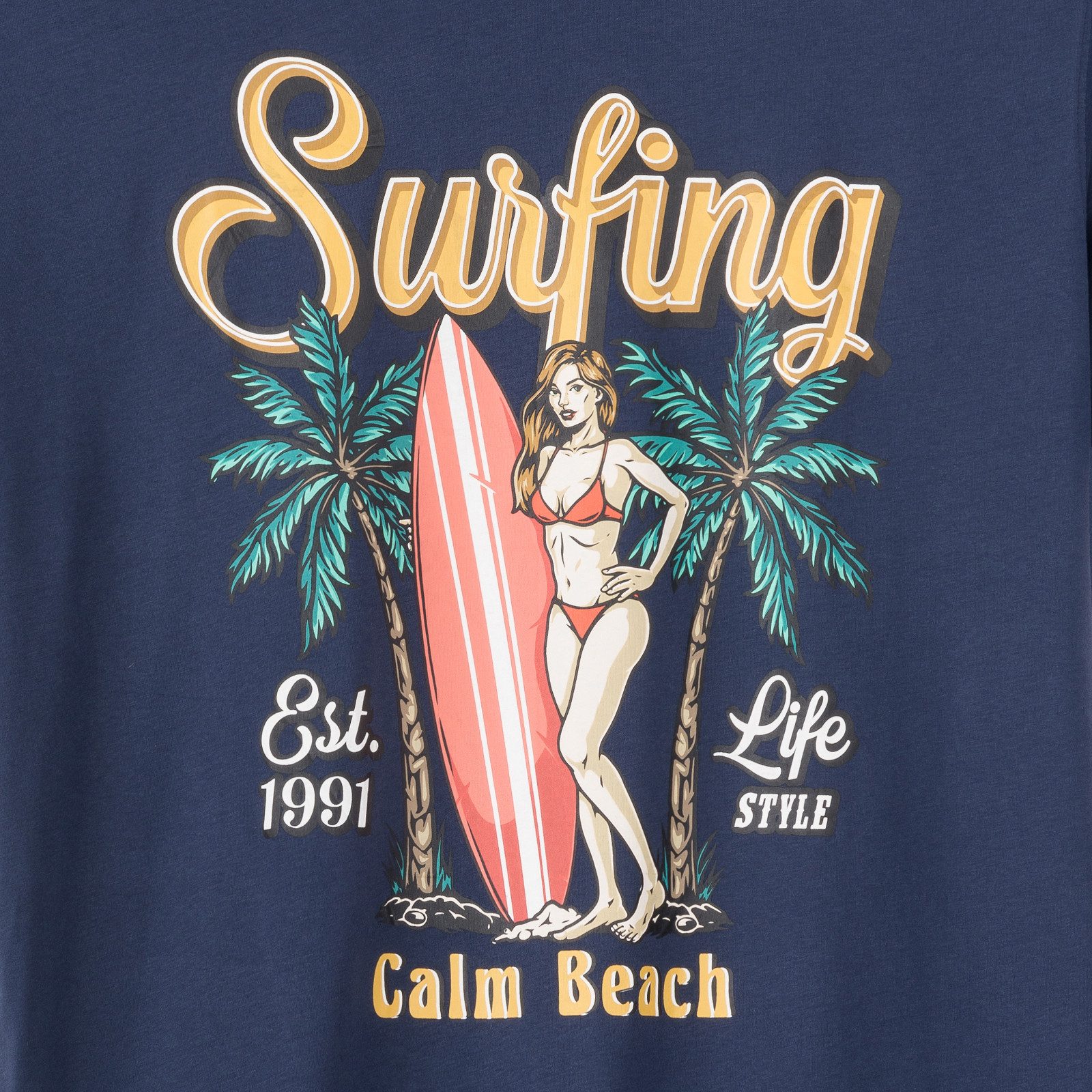 Calm Beach Print-Shirt Calm Beach XXL T-Shirt denimblau Pin-up-Girl Print günstig online kaufen
