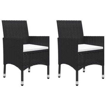 vidaXL Gartenlounge-Set 3-tlg. Bistro-Set Poly Rattan und Akazienholz Schwarz, (1-tlg)