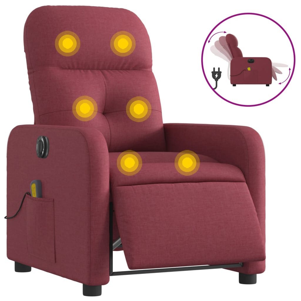 vidaXL Sessel Massagesessel Elektrisch Weinrot Stoff günstig online kaufen