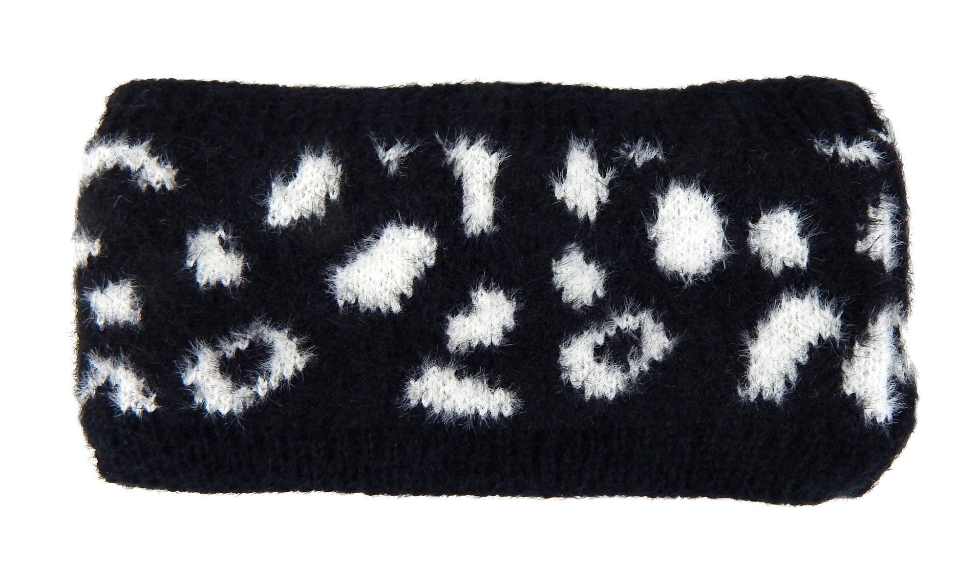Ella Jonte Stirnband im Leopard mit Fleece gefüttert Winter Design Schwarz Herbst