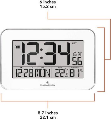 Marathon Hygrometer Atom-Wanduhr, 24-Stunden-Anzeigeformat, Atom-/Funkuhr, Kalender, Innentemperatur