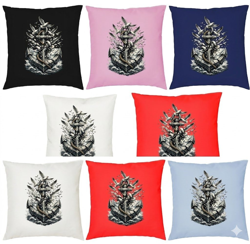 Blondie & Brownie Dekokissen Anker Maritim Navy Hafen Möwe Dekokissen nautisches Design modern stil, AnkerMoewe Nautik Kissen Edition