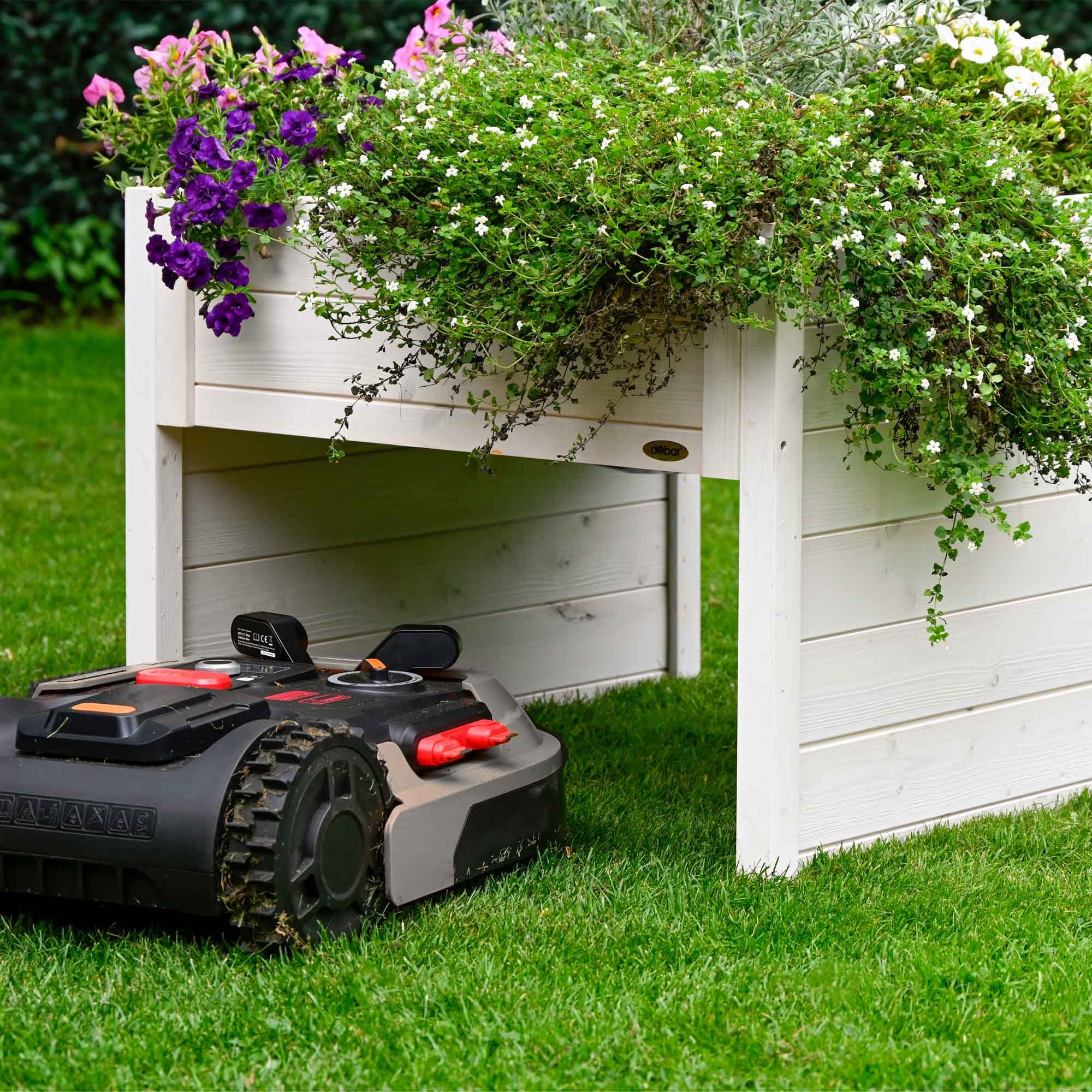 dobar Mähroboter-Garage Mährobotergarage mit Pflanzkasten, Weiß