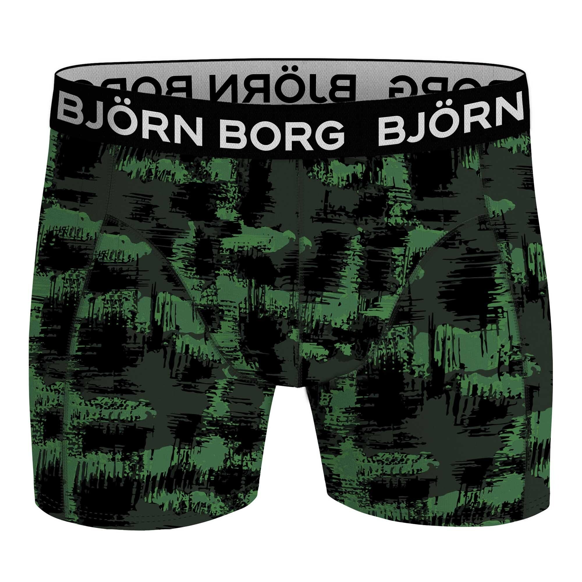 Björn Borg Boxer Herren - 7er Stretch Cotton Boxershorts Schwarz/Rot/Grün Pack