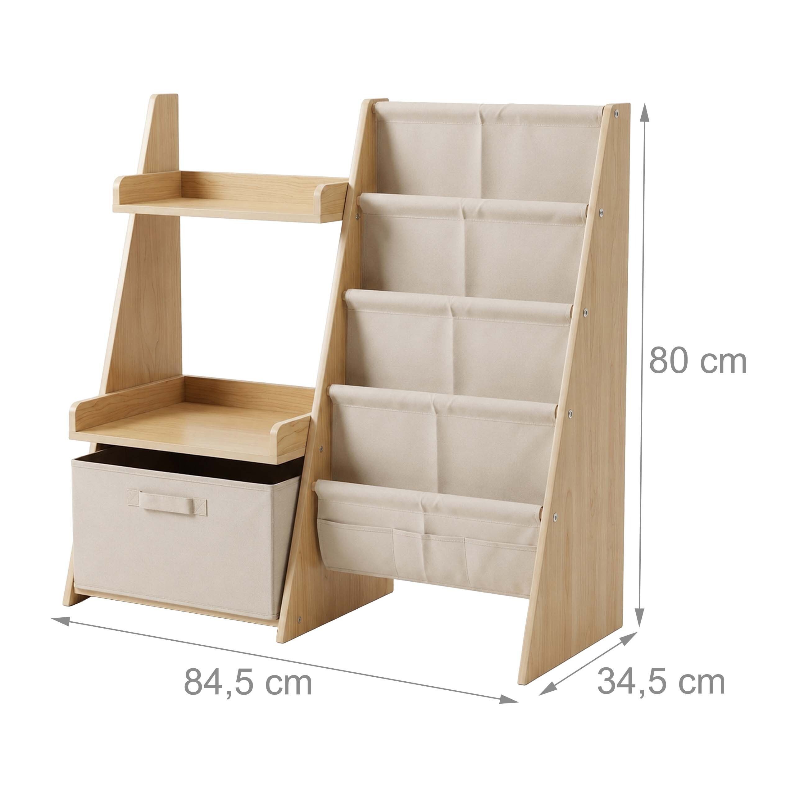 relaxdays Kinderregal Bücherregal Kinder Stofftaschen & Box, 1-tlg. – Bild 4 von 5
