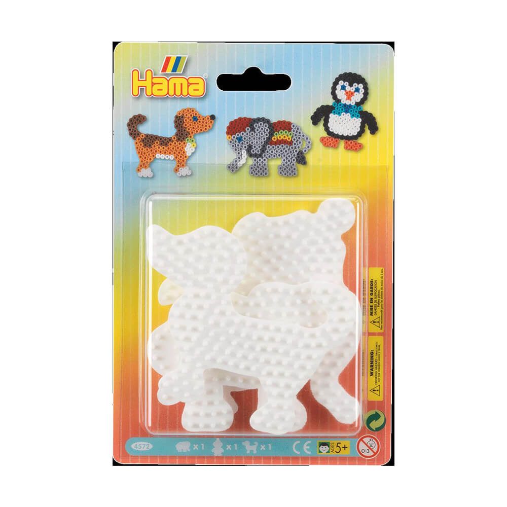 Hama Bügelperlen Hama Blister mit 3 Midiplatten, Elefant, Pinguin, Hund